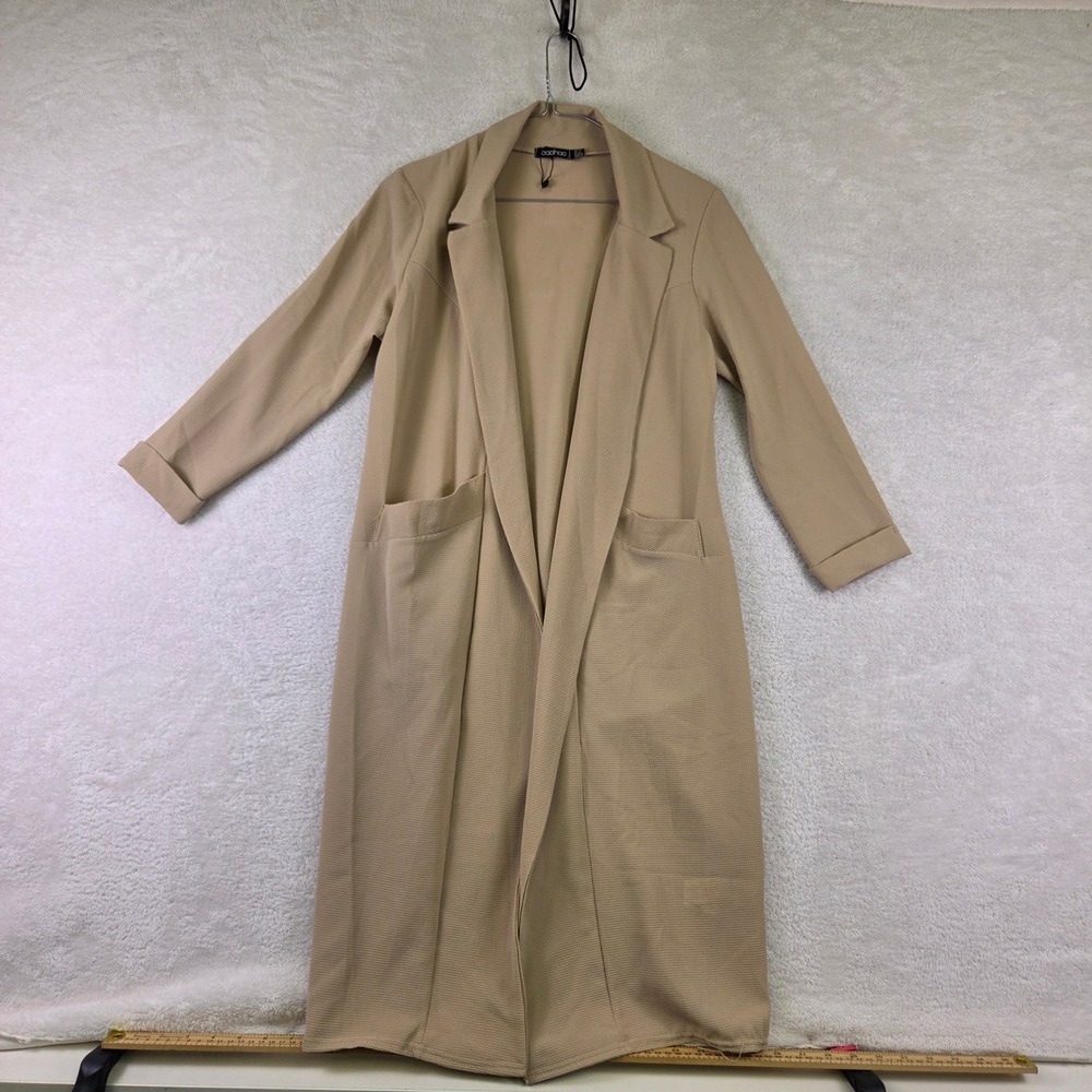 Boohoo Tan Crepe Mini Dress Size 8 US Textured Sleeveless Neutral 4089